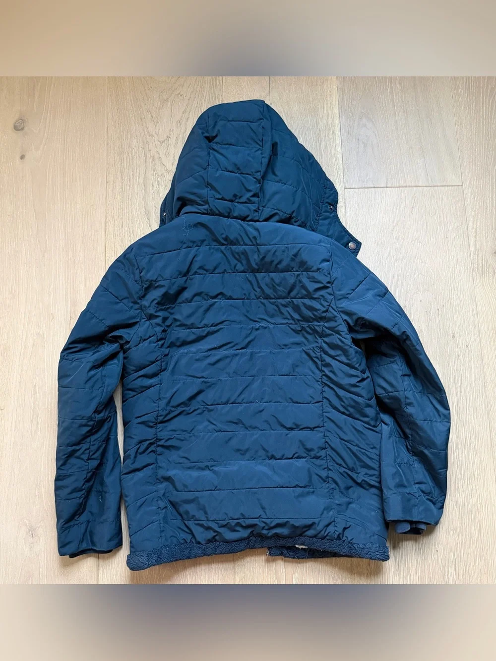 abercrombie kids navy blue puffer coat with hood
